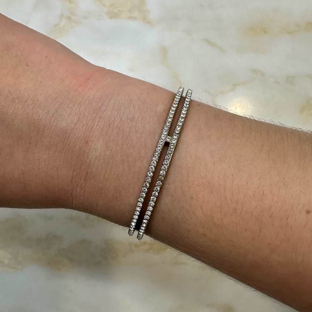 Henri Bendel Gold Bangle Bracelet with Crystals